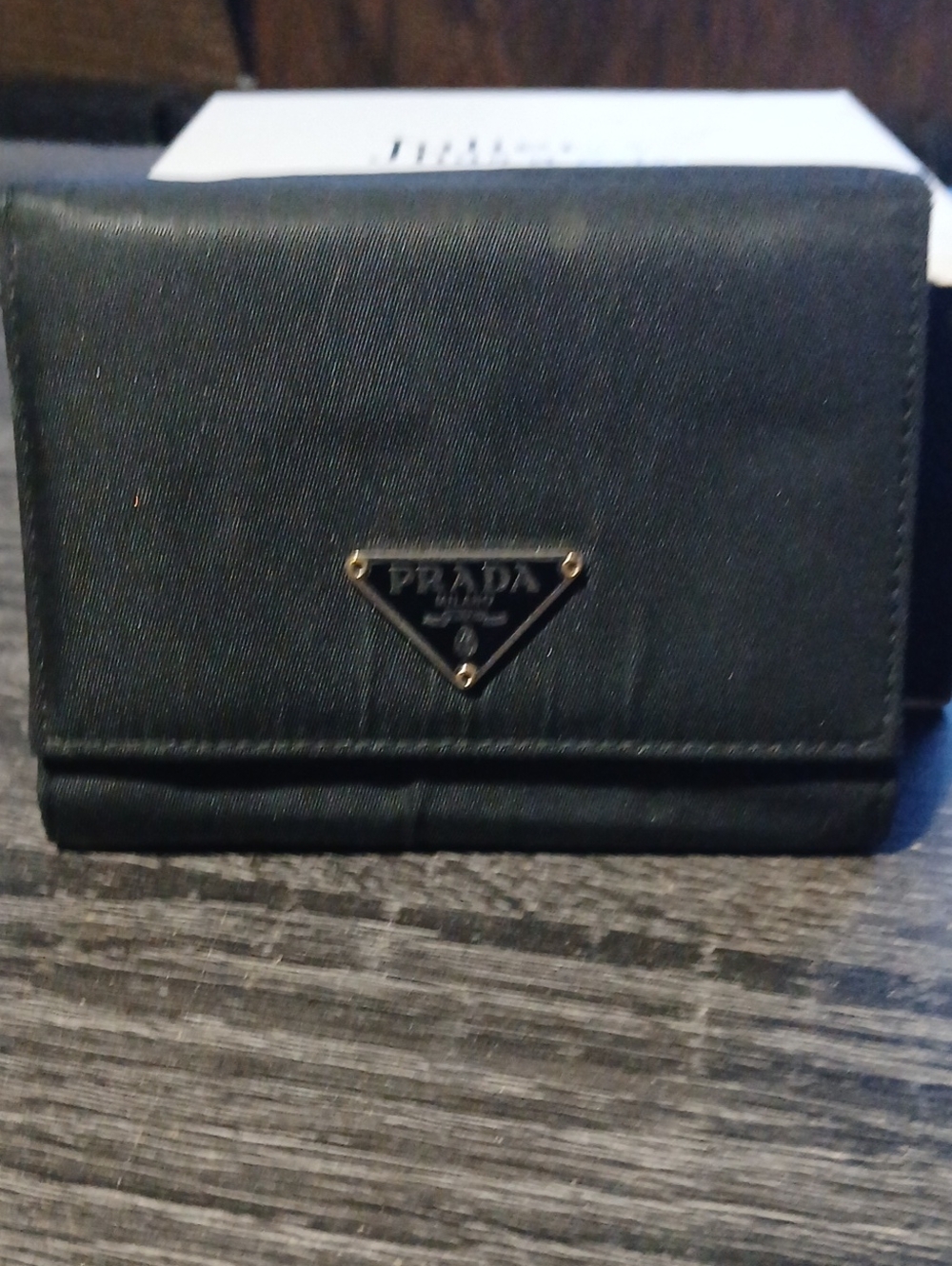Prada Black Textile Triangular Logo Wallet